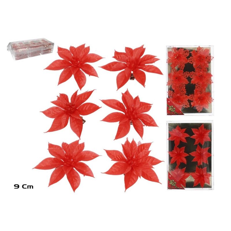 Set 6 lule të kuqe dekorative ,9 cm