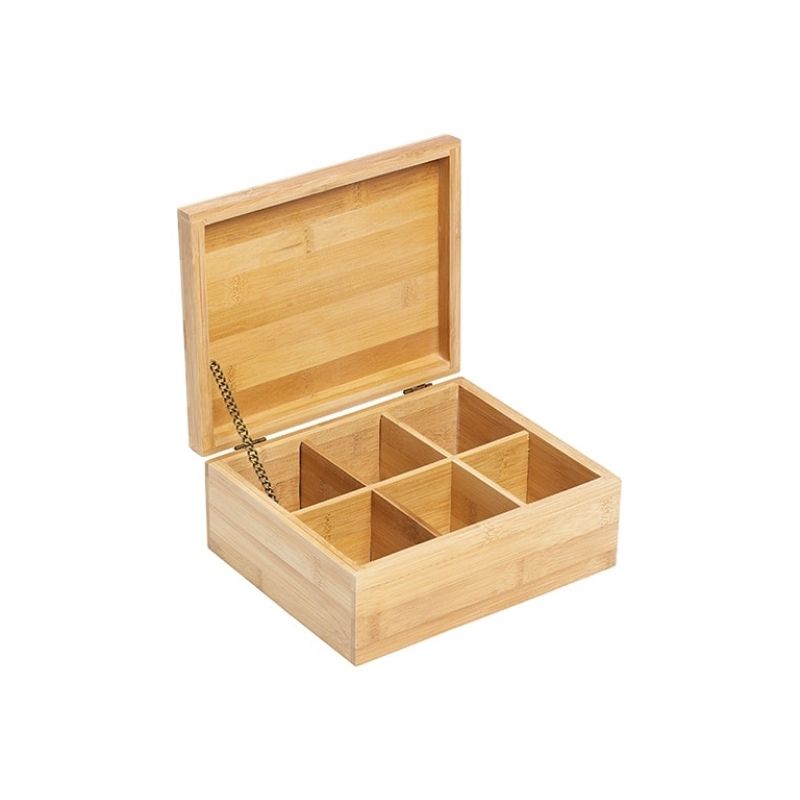 Kuti bamboo për çaj me 6 ndarje