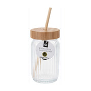 Kavanoz me kapak bamboo dhe pipë