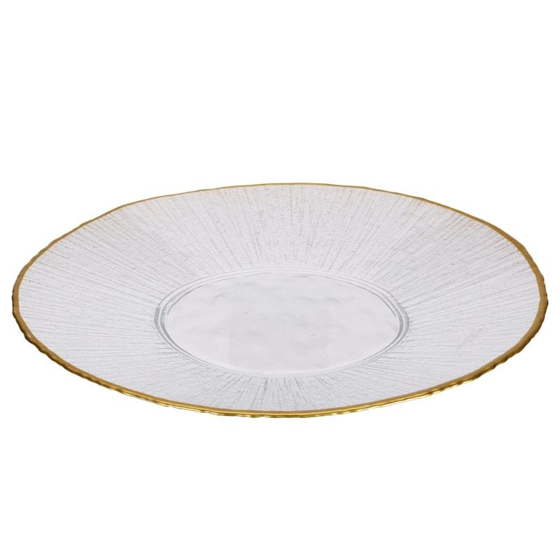 Pjatë qelqi me detaje gold