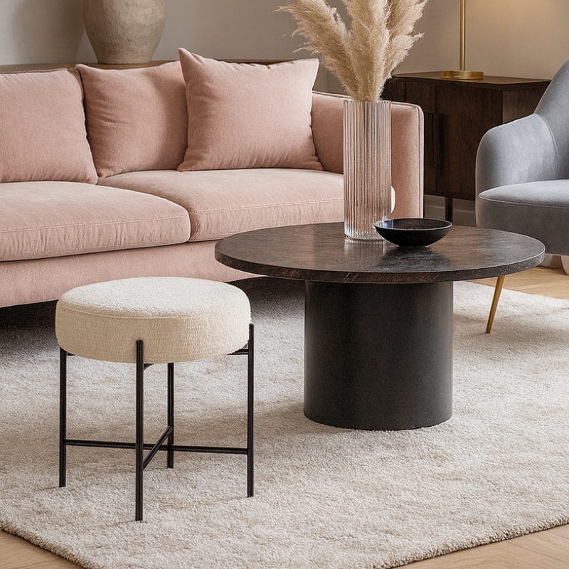 Stol rrethor me këmbë metalike