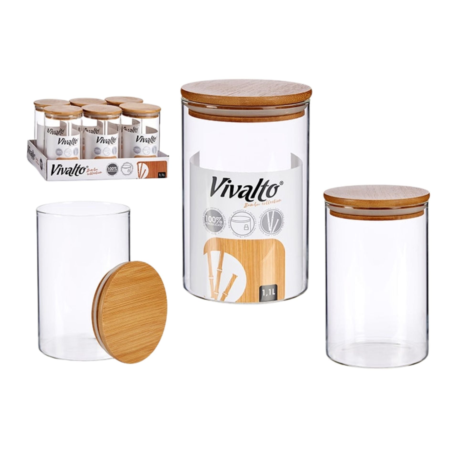 Kavanoz qelqi me kapak Bamboo 1085 ml