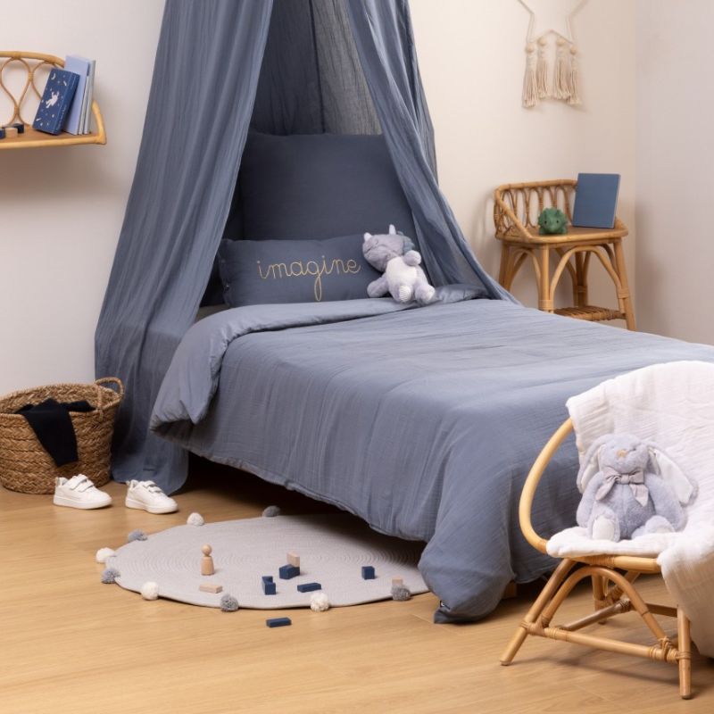 Muslin cotton sheet set Blue