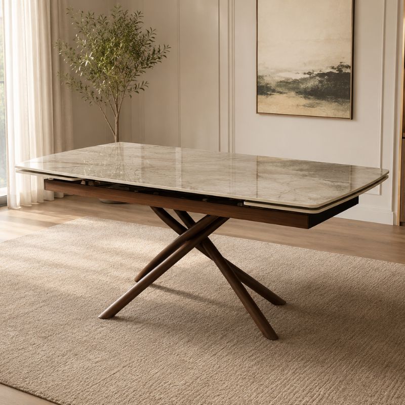 Extendable dining table KAI, Marble White