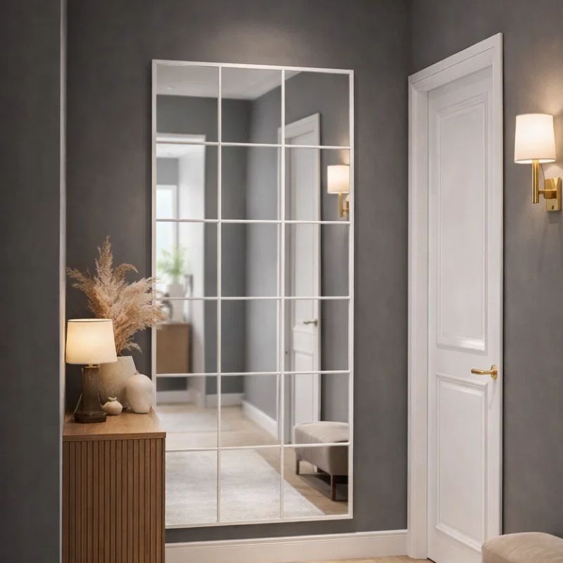 Pasqyrë e bardhë , formë dritare 180x90cm