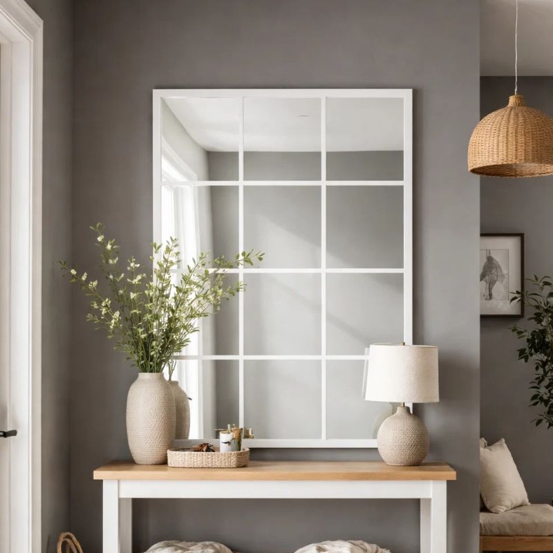 Pasqyrë e bardhë , formë dritare 120x90cm