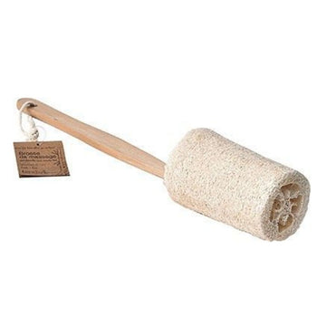 Body sponge with NATURAL wooden handle