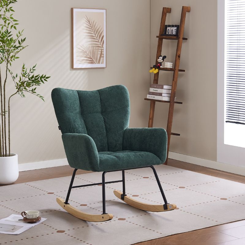 Karrige Lounge me lëkundje LEO, Green