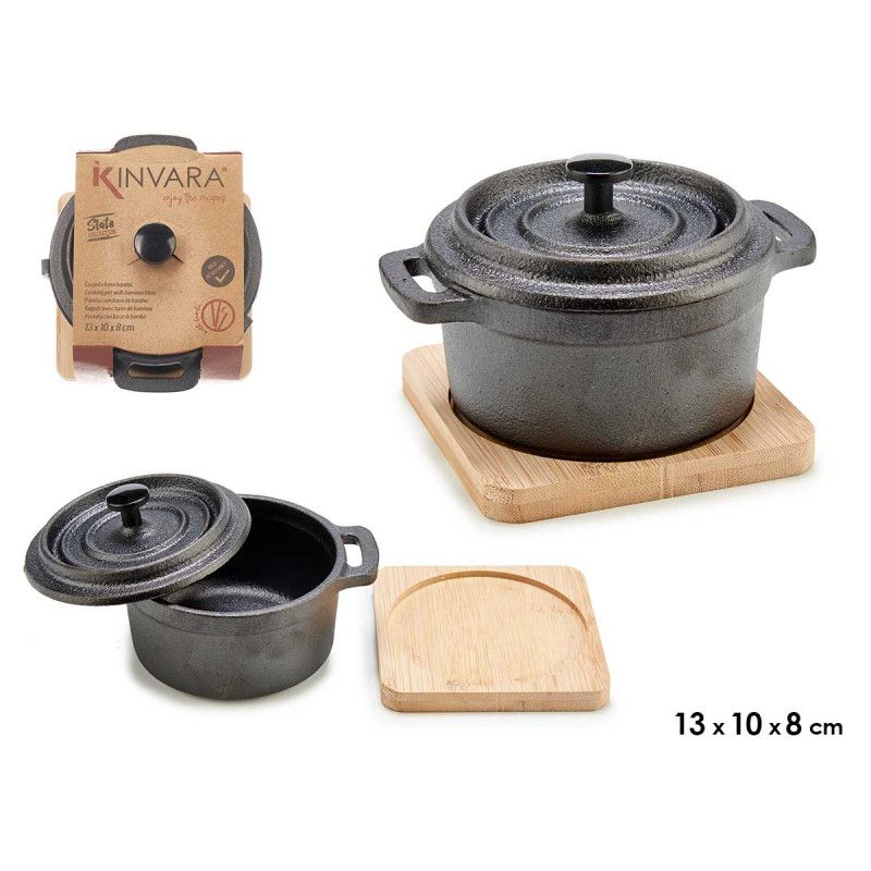 Tavë rrethore me mbajtëse Bamboo