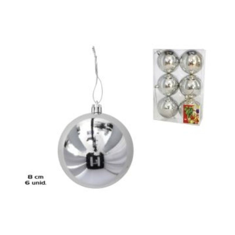 Set topa dekorativë Krishtlindjesh SILVER, 6 copë