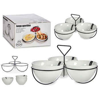 Set tasa porcelani me mbajtëse, 3 copë