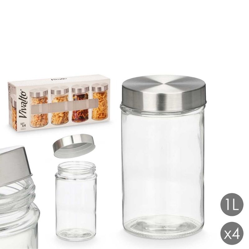 Set kavanozësh me kapak rrethor 1L