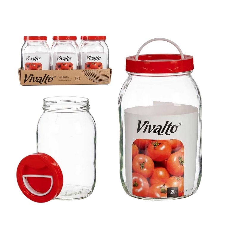 Kavanoz qelqi me kapak, 2 L