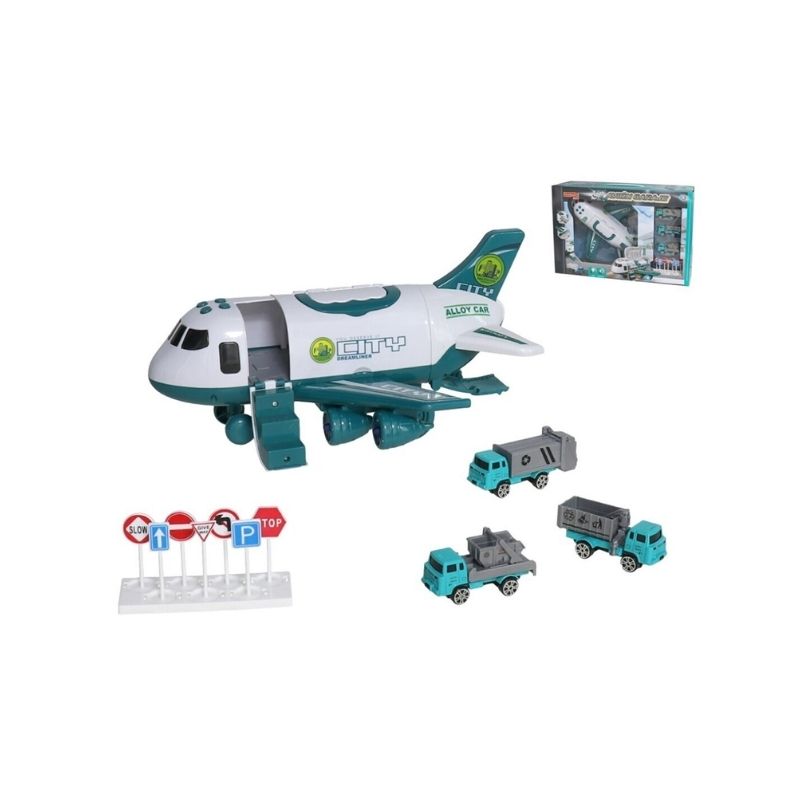 Lodër për fëmijë avion për automjete me tinguj +4 aksesorë