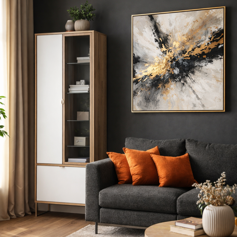 Vitrinë e lartë për dhomë ndenje DENVER