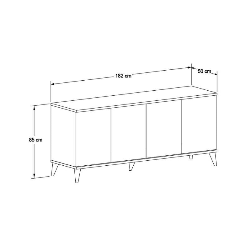 Kredencë ngjyrë arre me 4 dollape