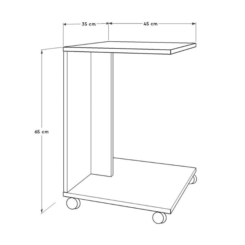 Tavolinë anësore ANNA me rrota, e bardhë