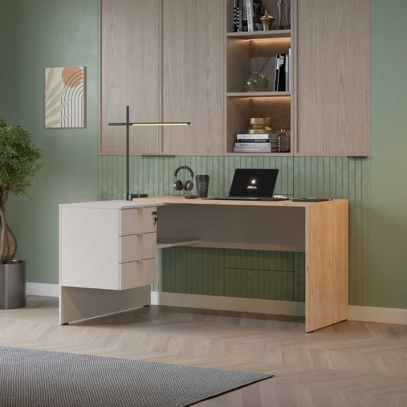 Tavolinë Studimi , 3 sirtarë ngjyrë lisi