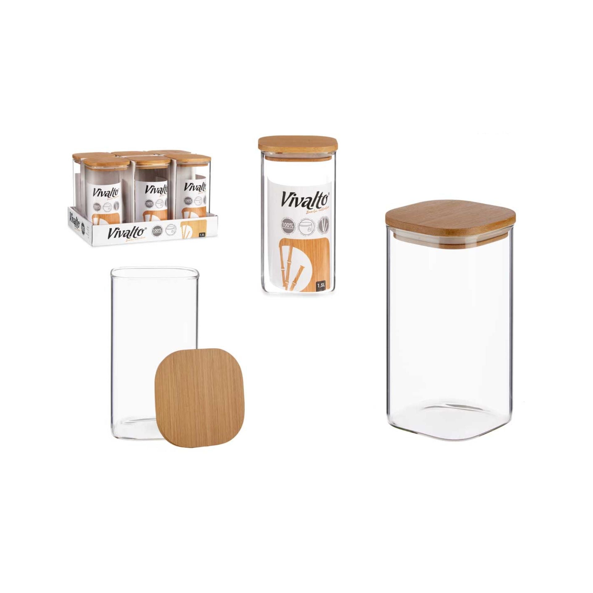 Kavanoz qelqi me kapak Bamboo 1500 ml