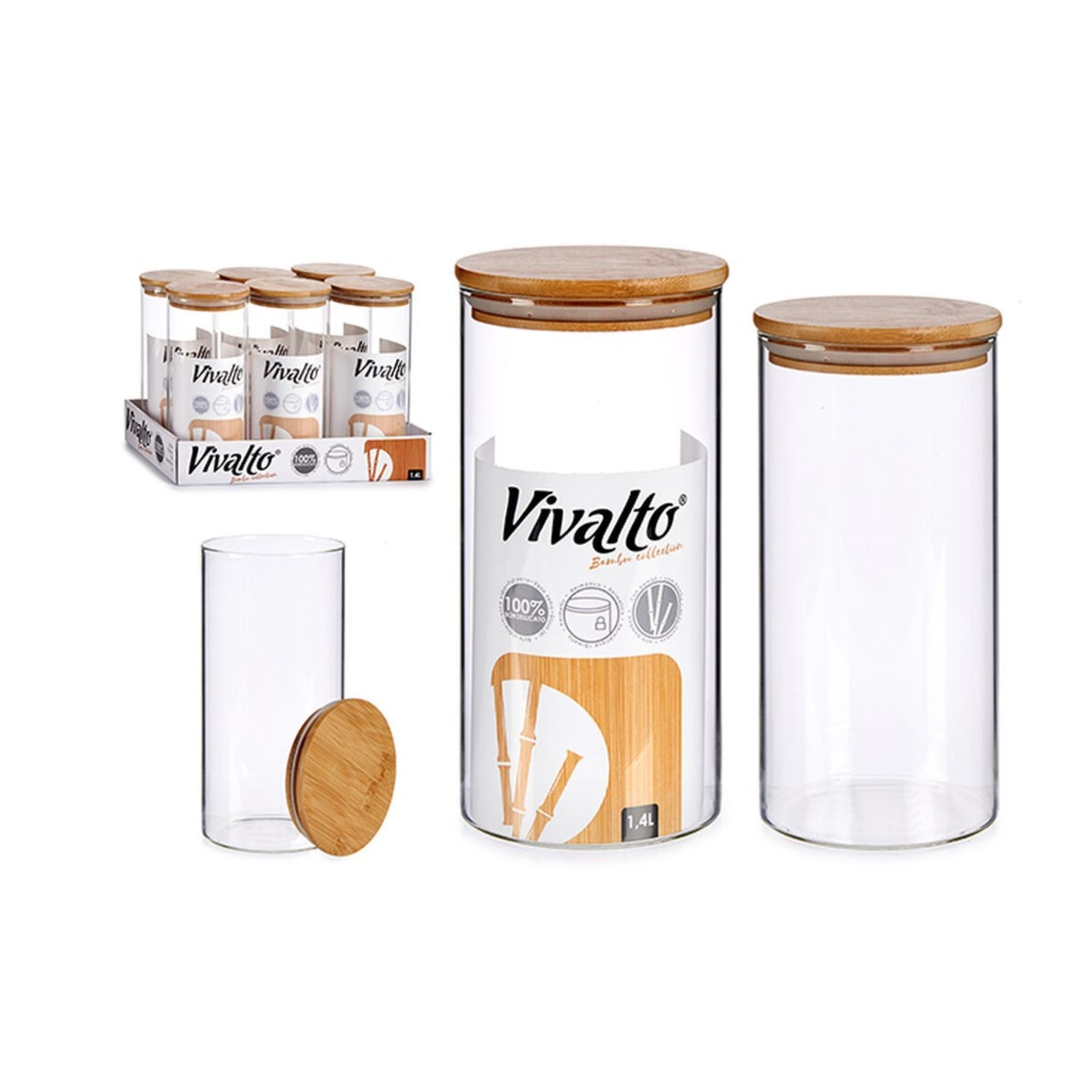 Kavanoz qelqi me kapak Bamboo 1440 ml