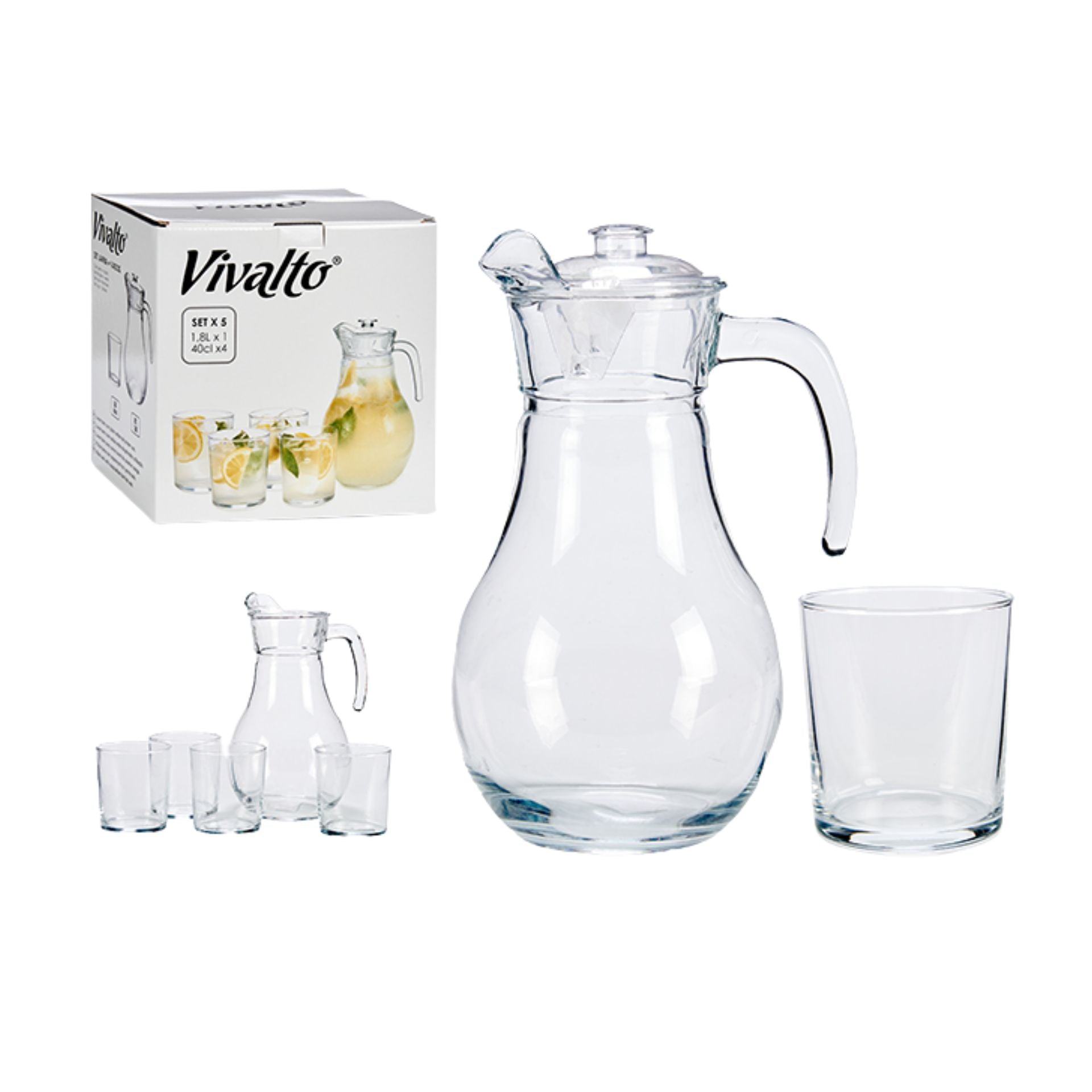 Set Kanë uji 1.8L + 4 gota qelqi