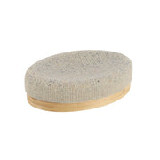 Oval soap dish with mesh and bamboo effect Natural