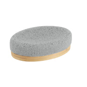 Oval soap dish with lattice effect and gray bamboo