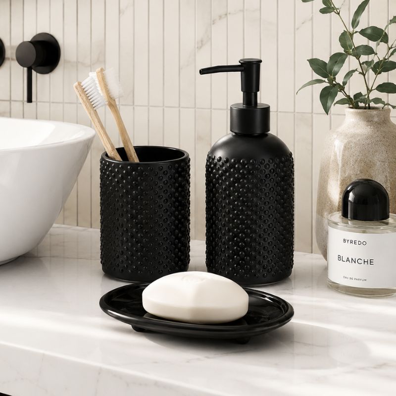Oval Glass Soap Dish Black