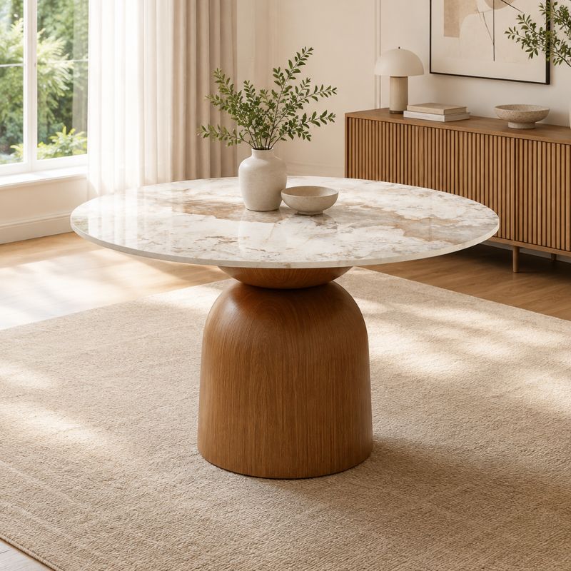 Extendable dining table KAI, Marble White