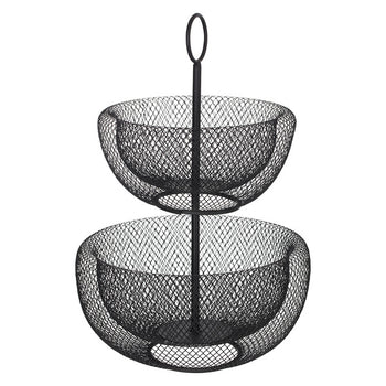 Double-decker mesh fruit basket