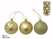 Set topa dekorues per Krishlindje, 20 cope,8 cm, 3 dizajne