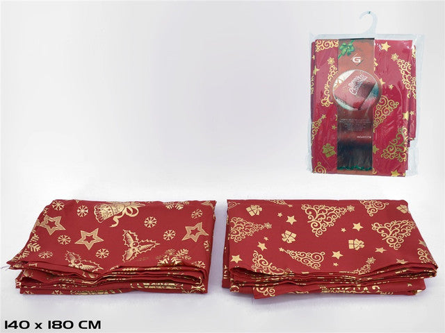 Mbulese tavoline 140x180cm,poliester,2 dizajne,RED/GOLD