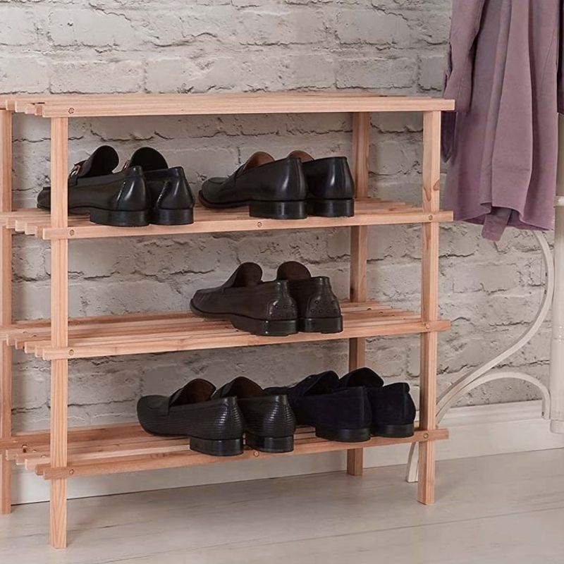 Raft Këpucësh Druri me 4 Ndarje